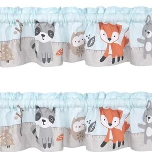 Charming Animal Print Curtain Valance - Blue, Gray, and Orange